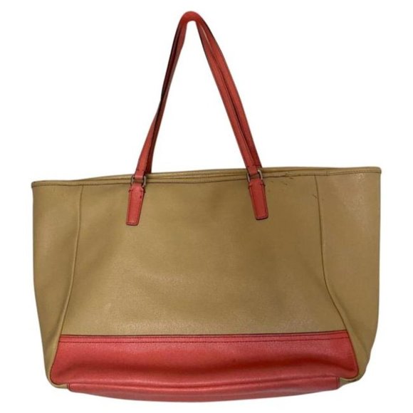 COACH Large Tan Orange Leather Tote/ Shoulder Bag - Picture 1 of 13